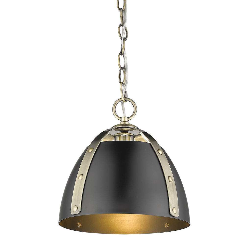 Aldrich AB Small Pendant in Aged Brass with Matte Black Shade