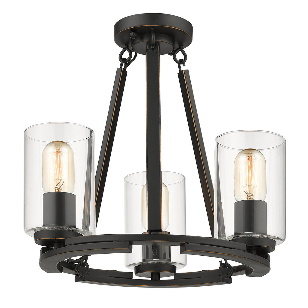 Monroe Convertible Semi-Flush in Matte Black with Gold Highlights and Clear Glass