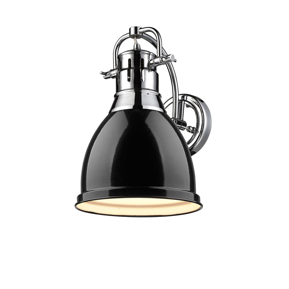 Duncan 1 Light Wall Sconce in Chrome with a Black Shade