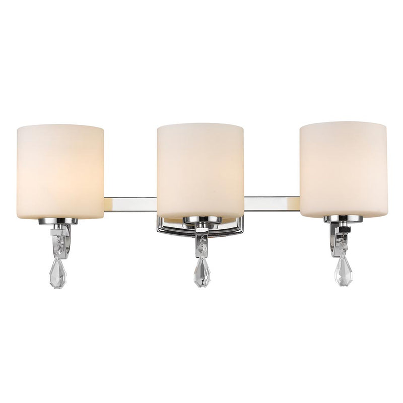 Evette 3 Light Bath Vanity in Chrome with Opal Glass Shades