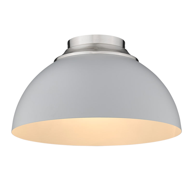 Zoey Flush Mount in Pewter with Matte Gray Shade