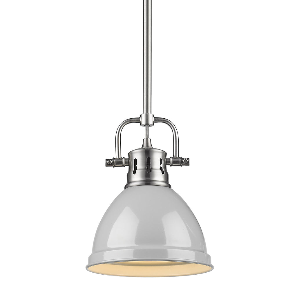 Duncan Mini Pendant with Rod in Pewter with a Gray Shade