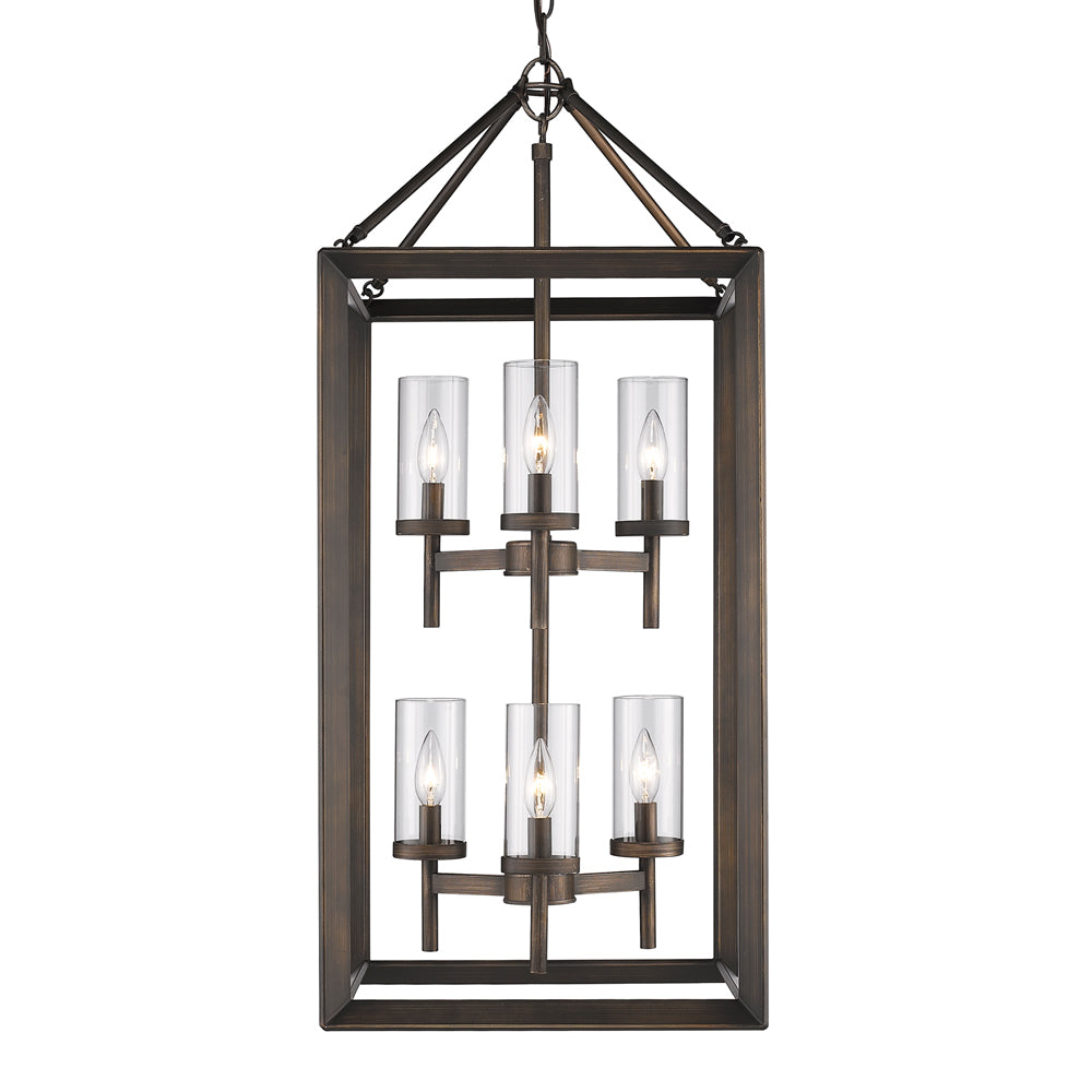 Smyth 6 Light Pendant in Gunmetal Bronze with Clear Glass