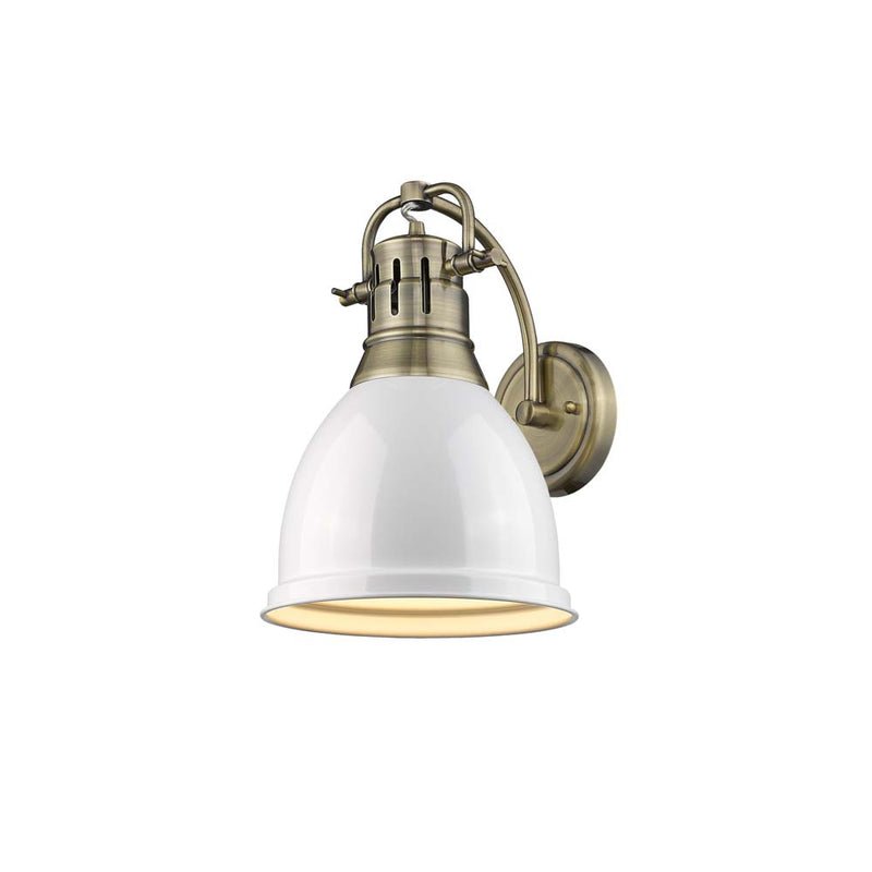 Duncan 1 Light Wall Sconce in Aged Brass with a White Shade