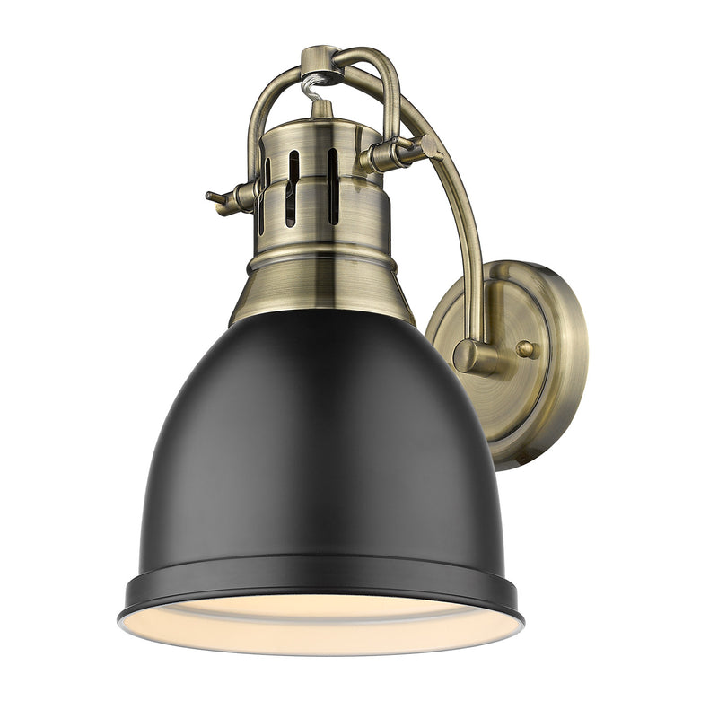 Duncan 1 Light Wall Sconce in Aged Brass with a Matte Black Shade