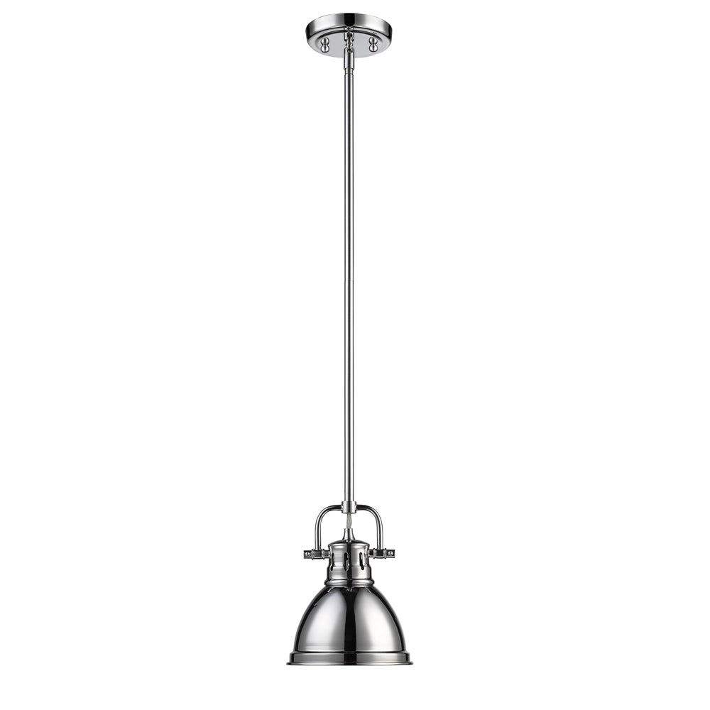 Duncan Mini Pendant with Rod in Chrome with a Chrome Shade