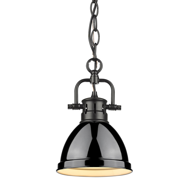 Duncan Mini Pendant with Chain in Black with a Black Shade